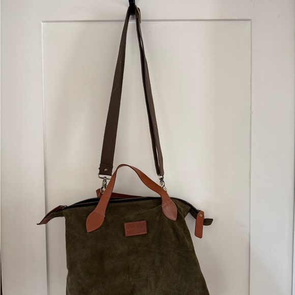 Parker Thatch Charlie Bag - Olive Green Tote Bag with Brown Handles - Picture 8 of 8